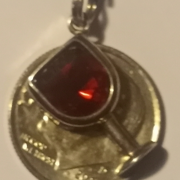Sterling Silver w/Red CZ Wine Glass Charm. - Picture 4 of 7